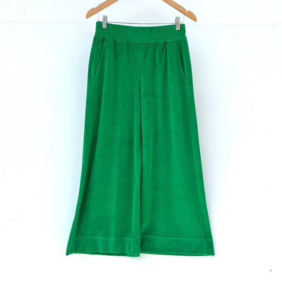 ME+EM 3 Piece Set Toweling Wide Leg Cropped Green Sweatpants Tank Polo 4 Cotton - Picture 4 of 15